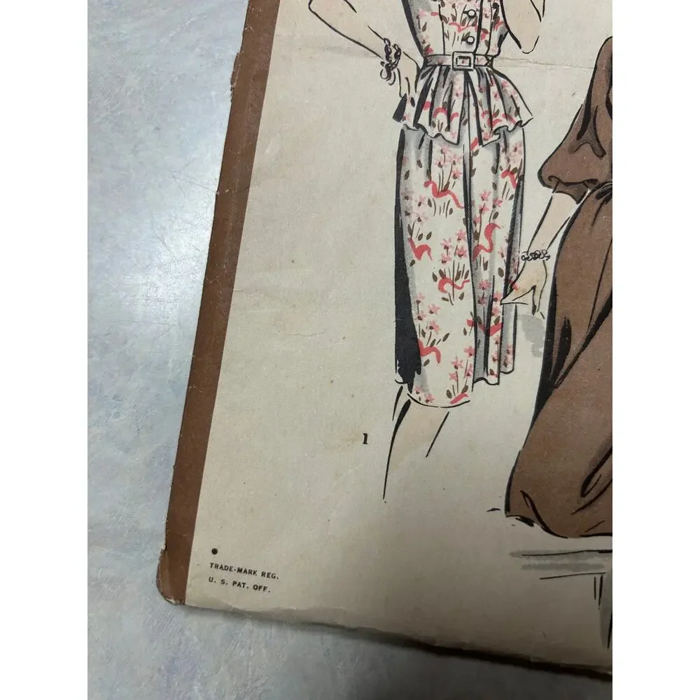 Vintage 1940's Hollywood‎ Pattern #1835 Women's Day Dresses Size 16